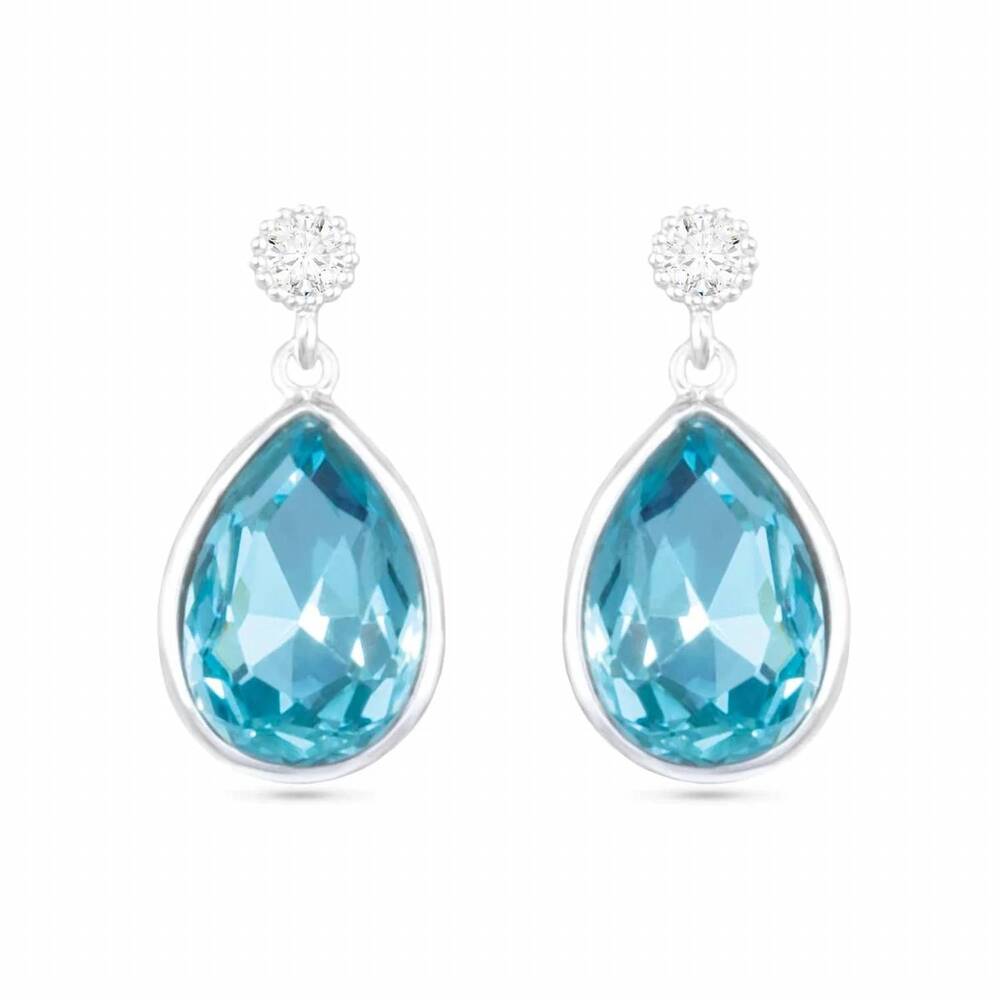NEW AMANDA BLU women's pear-cut cubic zirconia drop earrings in silver